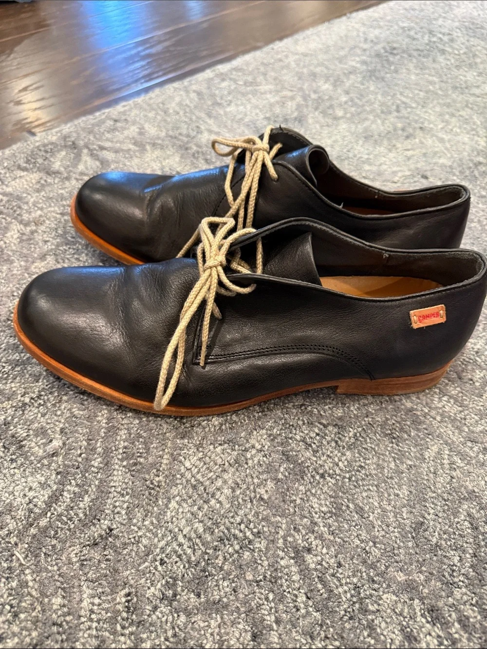 Camper Woodie Black Leather Derby Oxfords Shoes Size 44 US 11